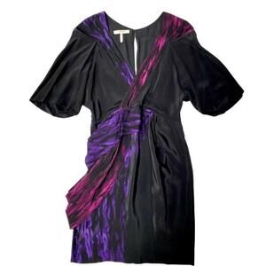 BCBGMaxAzria Black and Purple Midi Dress